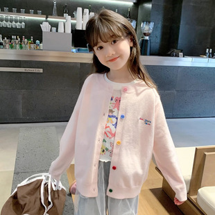 Girls' Knitted Coat 2025 Spring and Autumn New Korean Style Foreign Style Sweater Cardigan Fashionable Embroidered Clothes for Baby Girls