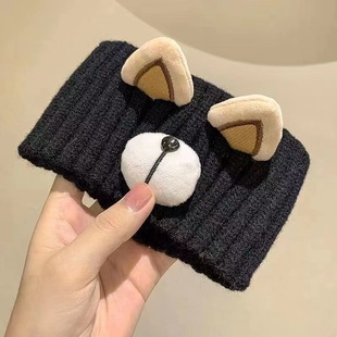 Autumn and Winter Cartoon Cute Headband Bear Ears Cat Ears Wide-brimmed Knitted Hair Band Wash Face Hair Band Headwear Hair Accessories Trendy