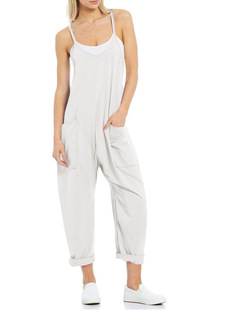 Europe and the United States cross-border supply of women's Amazon casual pocket suspenders knitted one-piece trousers belted pants manufacturers in stock