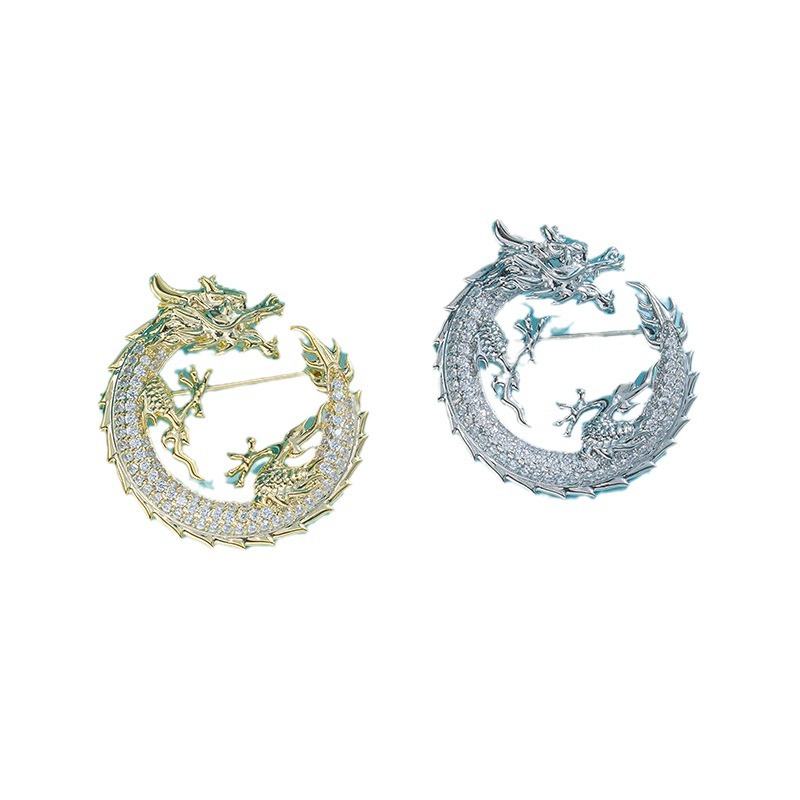 Xiliang concubine 2024 copper inlaid zircon animal year dragon brooch exquisite high quality Zodiac corsage gift