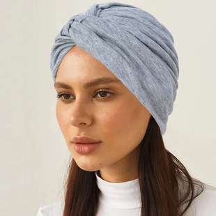 European and American New Women's Single-Layer Daily All-Match Twist Cap Multicolor Turban Cap Muslim Pullover Cap