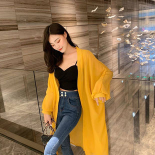 Summer Super Fairy Elegant Sunscreen Clothes Women's Over-the-Knee Long Fashionable Cardigan Thin Coat Korean Style Loose Chiffon Sunscreen Shirt
