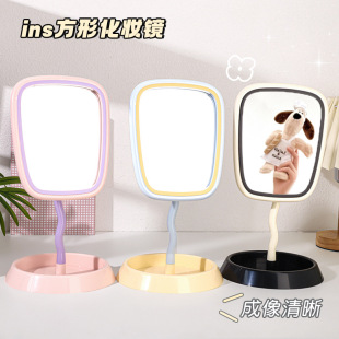 New simple makeup mirror 360 adjustable high-definition mirror can be horizontal vertical wave square mirror dressing mirror women