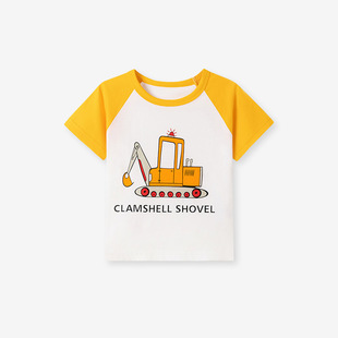 Little maven Summer Children's Printed T-Shirt Boys Short Sleeve Base Shirt Cartoon Car Children's Top