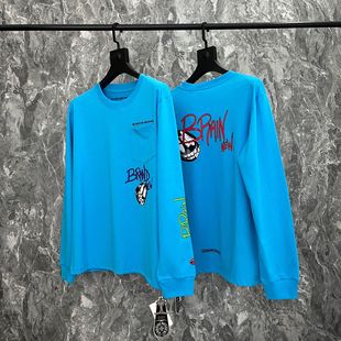 2024 cross-border Crowe * double yarn cotton men's and women's printed long sleeve tide brand T-shirt in stock wholesale generation