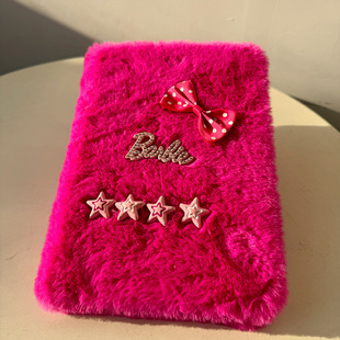 K-style Plush Girl Barbie Pink Note Notebook Cartoon Bow Sweet Student Notebook Diary