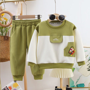 Baby's Spring and Autumn suit 2024 Western Fashion Baby Sports Long Sleeve Sweatshirt suit 2-piece Spring and Autumn Sweatshirt