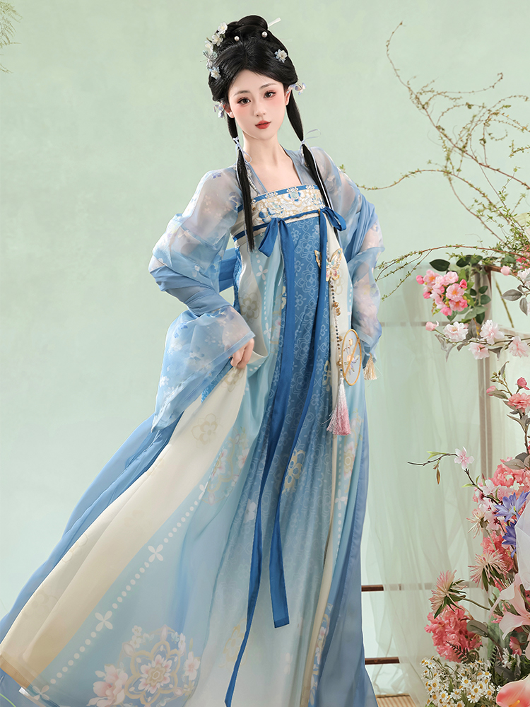 [Flowers in the Garden] New Original Tang-Style Han Dynasty Women's Cardigan, Chest-Length Skirt, Daily Fairy-Like Summer Sister Style