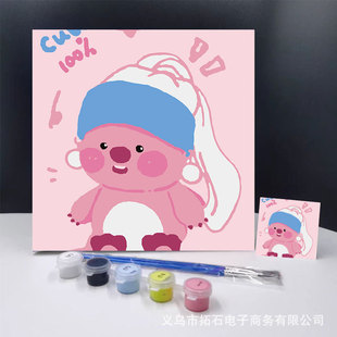 20*20 digital oil painting diy acrylic hand coloring children's comic hand-painted oil painting stationery shop stall wholesale