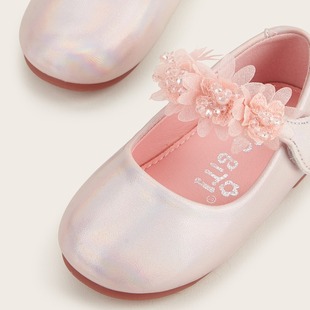 2025 new round head princess children's shoes children's children's flat soft bottom spring and autumn small flower girls' shoes breathable