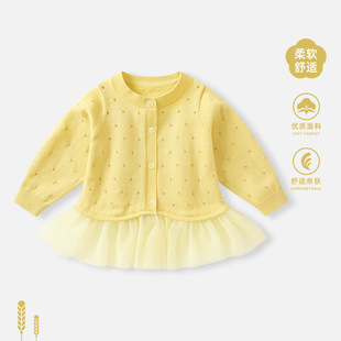 Baby's Coat 2025 Spring New Girl Baby's Western Style Knitwear Top Thin Spring Girl's Western Style Cardigan