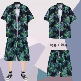 Hainan suit Island Clothing Beach Style Flower Shirt Men's and Women's Couple Clothing Holiday Travel Relaxation Short Sleeve Malaysia