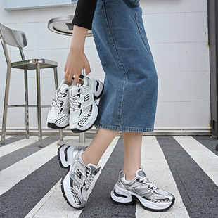 Explosions Thick-soled Increased Daddy Shoes Women's 2025 New Mesh Breathable Sports Casual Shoes Small Women's Shoes