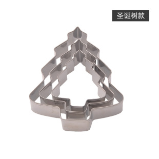 Factory wholesale spot stainless steel biscuits Christmas tree gingerbread man 3-piece Cookie Cookie mold cake mold