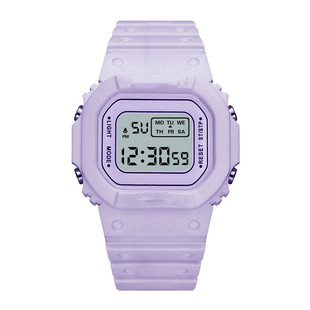 Matcha Green Solid Color Square Watch Student Youth Outdoor Sports Waterproof Multifunctional LED Electronic Watch