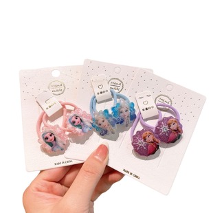 Children's Ice and Snow Princess Aisha Hair Rope Baby Cute No Harming High Elastic Hair Ring Cartoon Small Rubber Tendon Hair Accessories