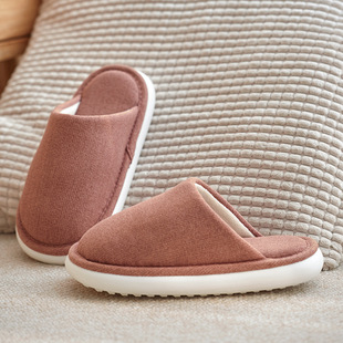 Household cotton slippers women's Japanese-style mute non-slip elderly pregnant women Spring and Autumn summer couple soft bottom men's home indoor