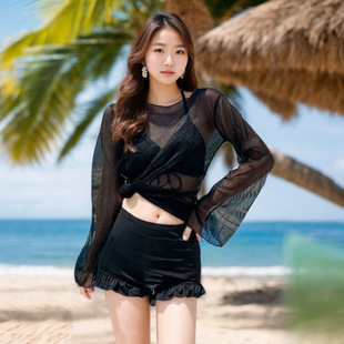 ♔ Hot Spring Swimsuit Women's Fashionable Solid Color Slimming and Flesh-Covering One-Piece Skirt Style Conservative Waist Sexy Swimsuit Batch