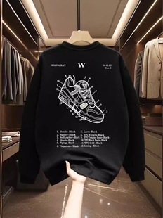 American Style Trendy Brand Internet Celebrity Sweat Men's 2024 New Autumn and Winter Men's Loose Simple Printing Long Sleeve All-match Top
