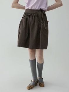 Design Retro High Waist Strap Skirt Women's Summer New Pocket Pleated Skirt
