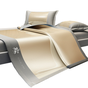 High-end ice silk mat summer 2025 new machine washable three-piece set summer a soft mat bed hat