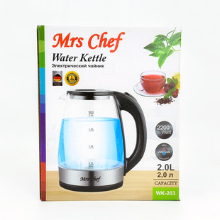 MrsChef Foreign Trade Supply Household Glass Water Kettle with Indicator Light 2L Household Electric Kettle