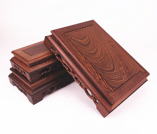Redwood Carving Crafts Buddha Statue Ornaments Base Wooden Rectangular Vase with Wooden Stone Head Base Solid Wood Bracer