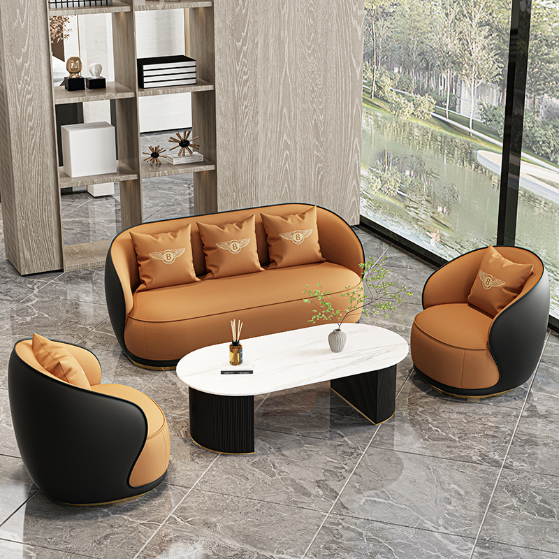 2+1+1+ Coffee Table Black/High-Quality Cat Scratch Leather/Compensation and Damage Compensation