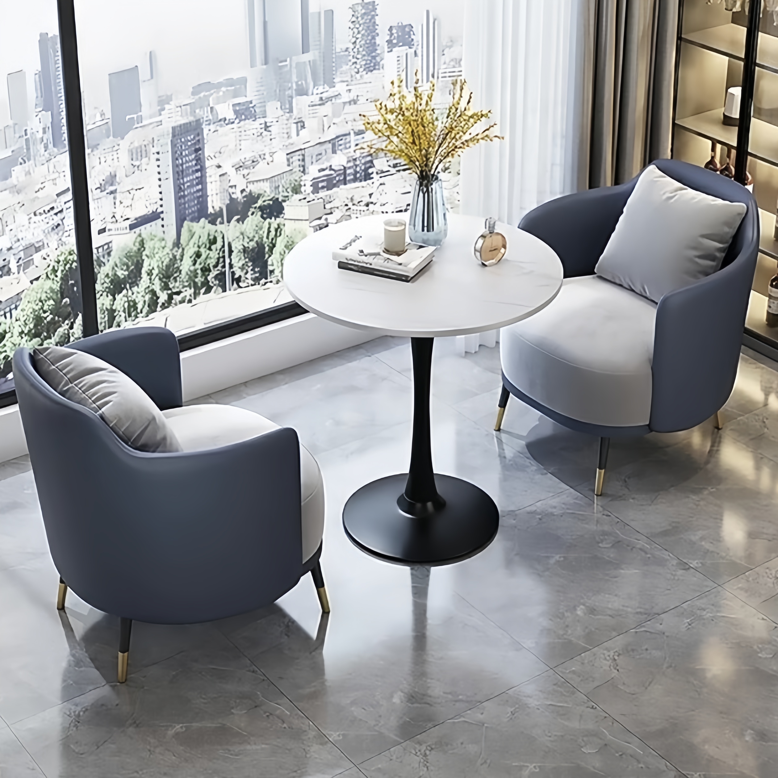 Type B Blue Table and Two Chairs