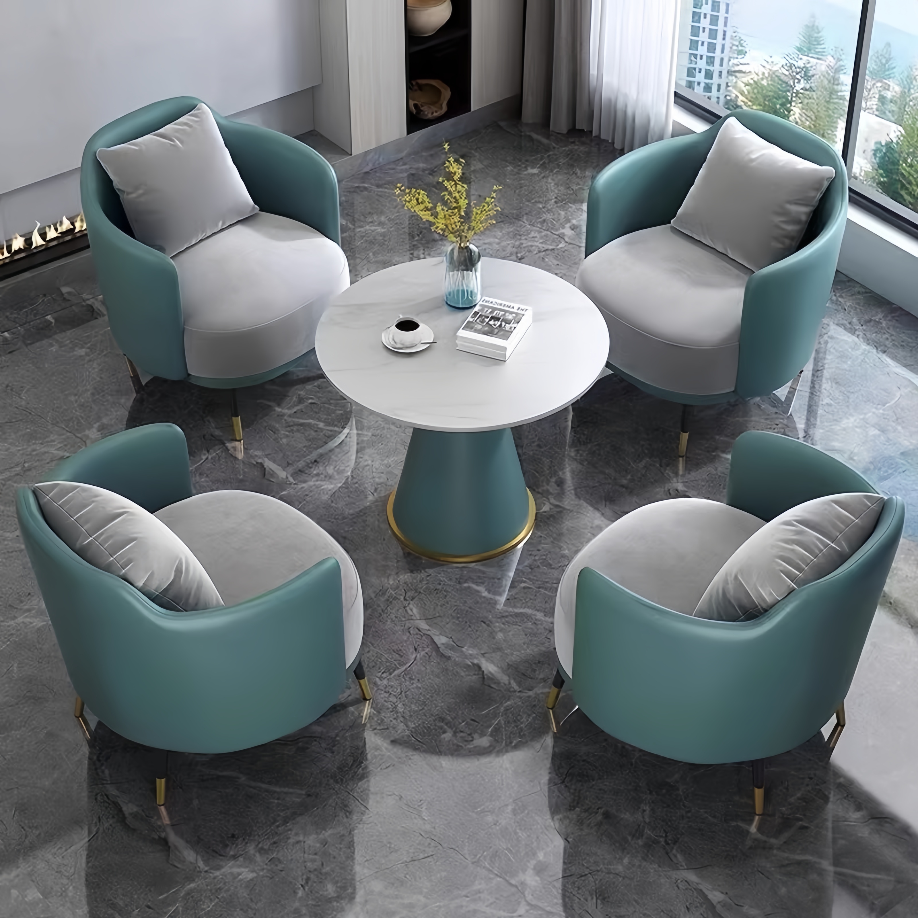 One Table and Four Chairs Green