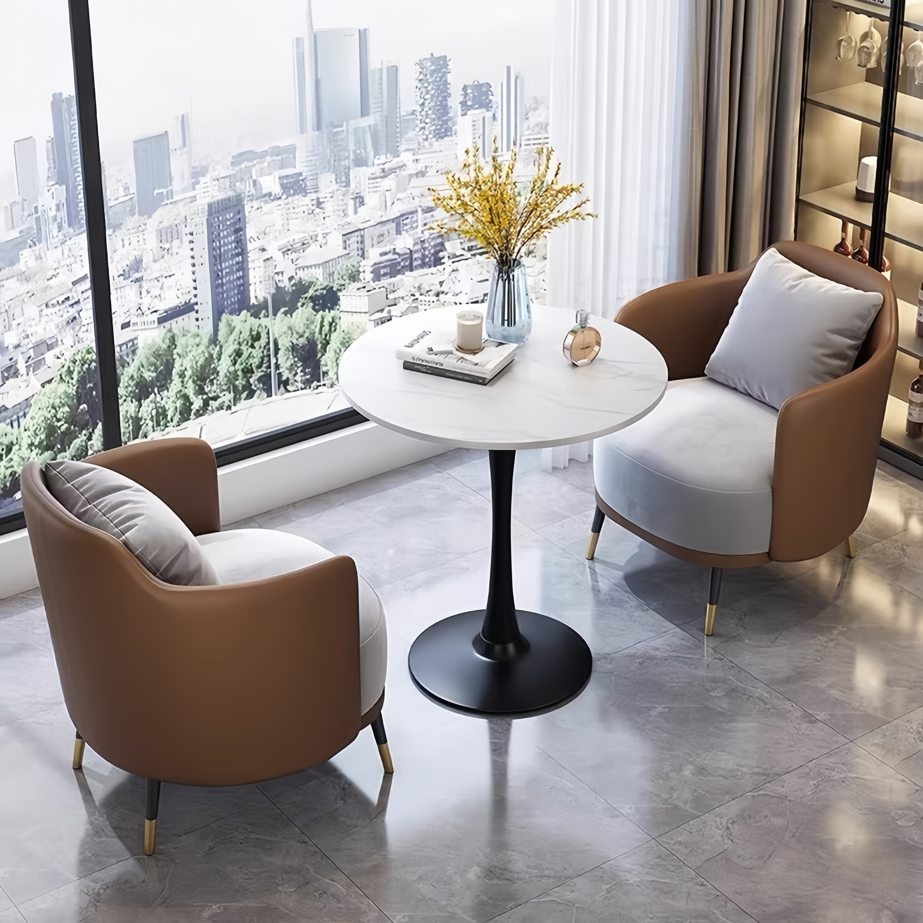 Type B Coffee Color Table and Two Chairs