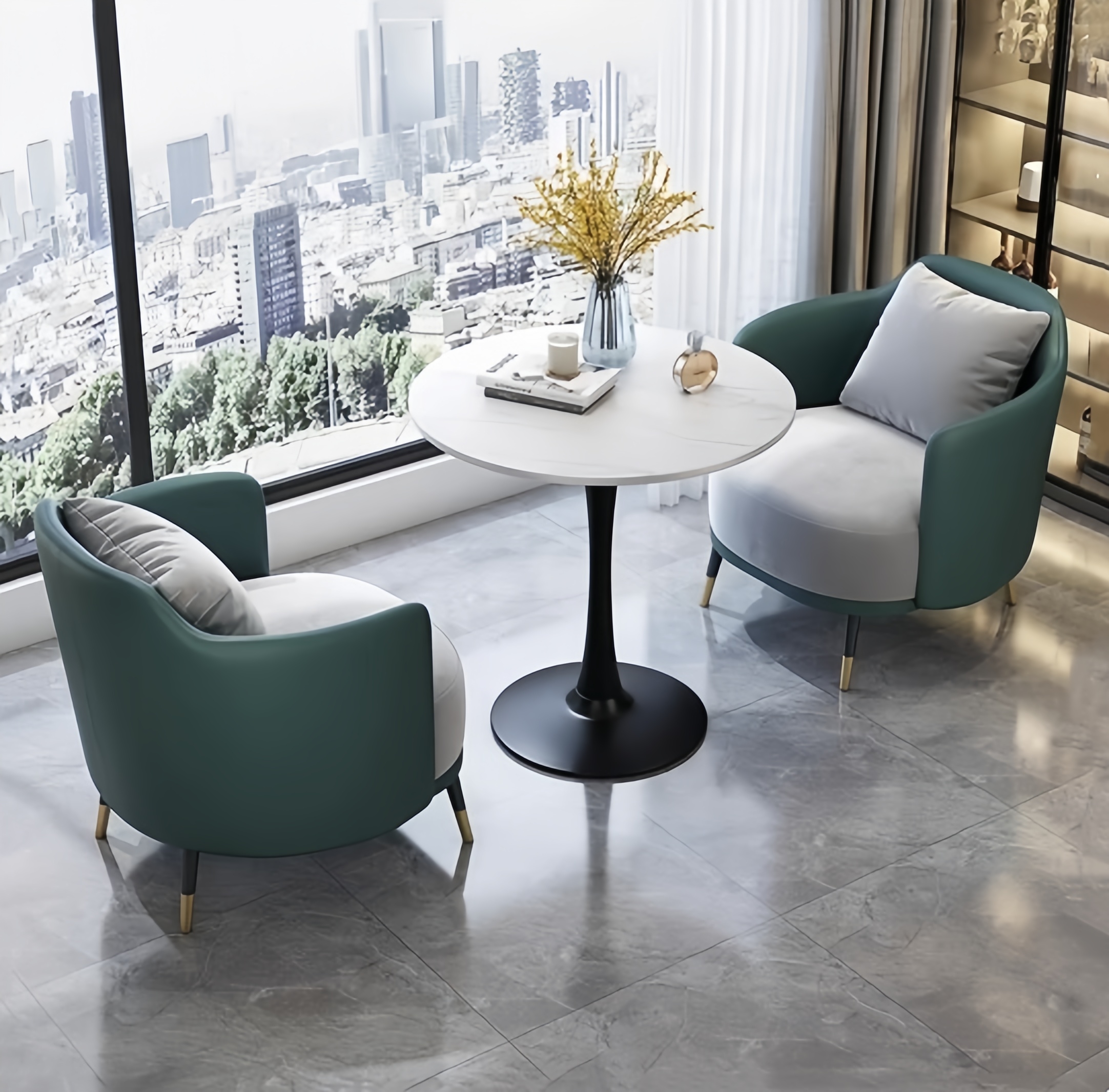 Type B Green Table and Two Chairs