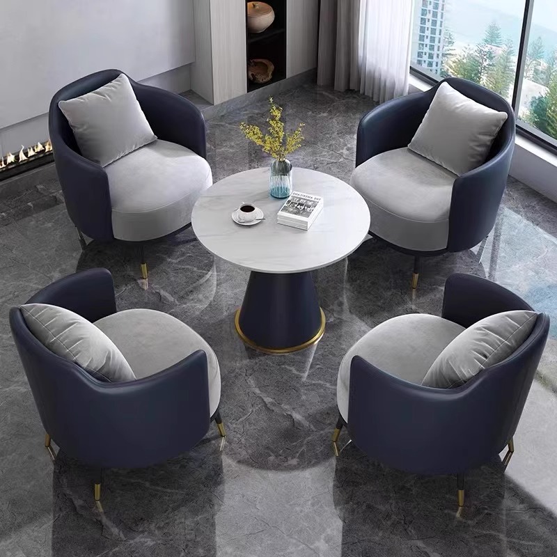 One Table and Four Chairs Dark Blue