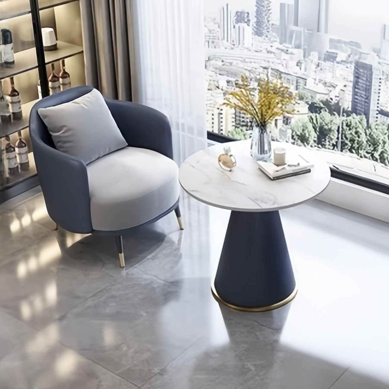 One Table and One Chair Blue