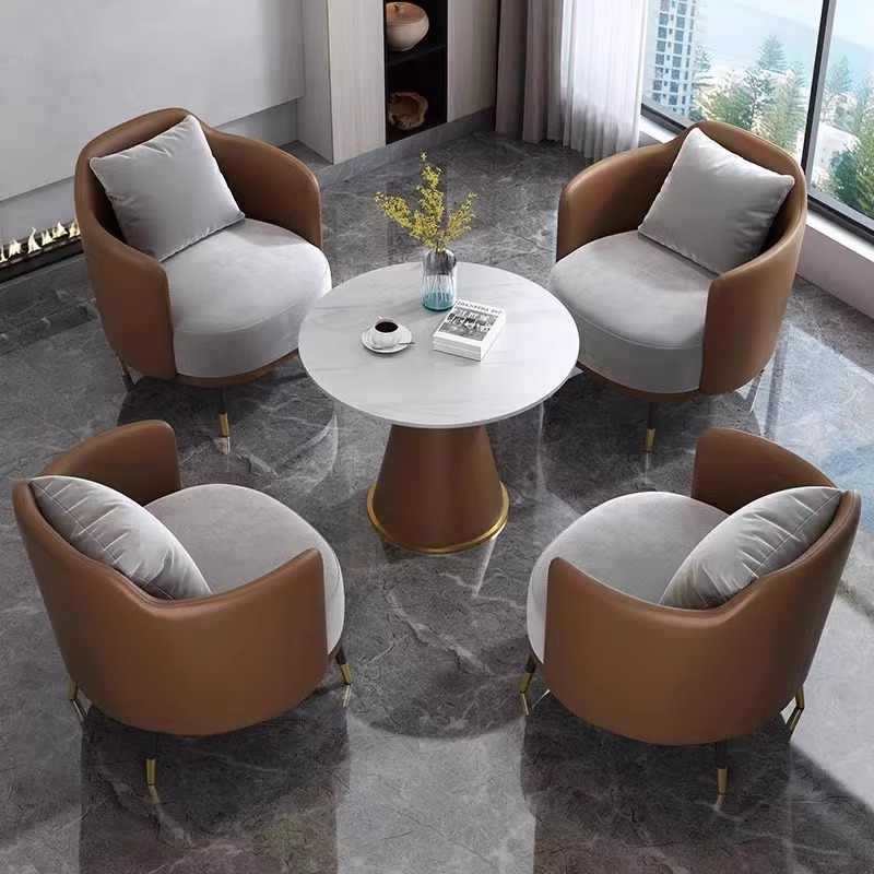 One Table and Four Chairs in Coffee Color