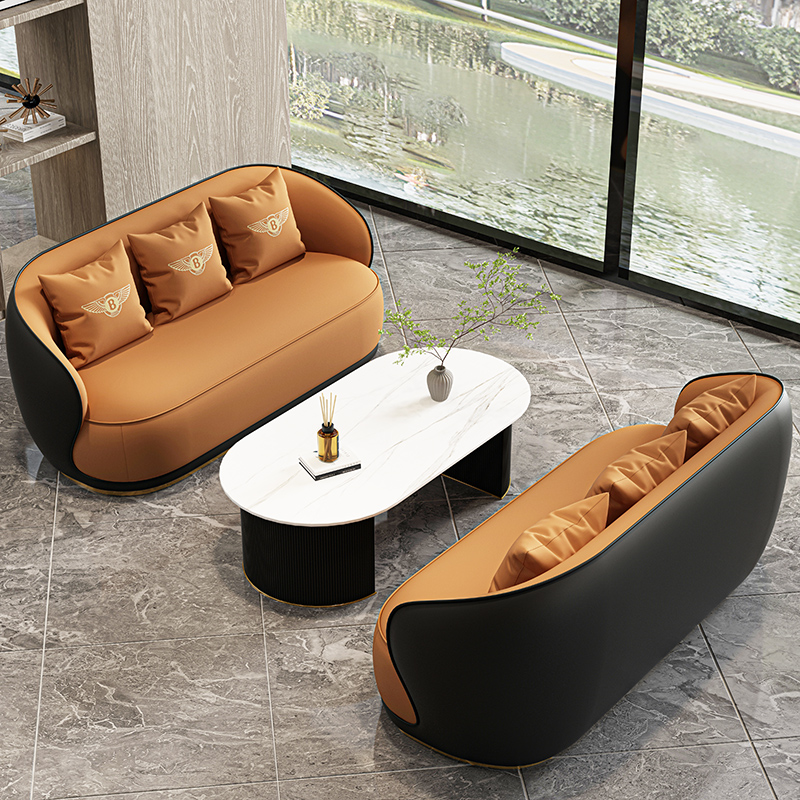 2+2+ Coffee Table Black/High-Quality Cat Scratch Leather/Compensation and Damage Compensation