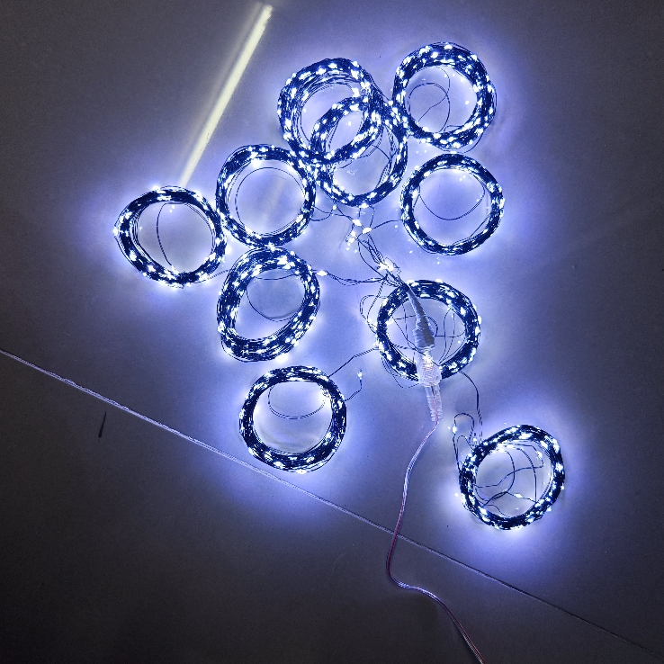 Black Wire White Light Copper Wire String Lights - 10 Lights Per String