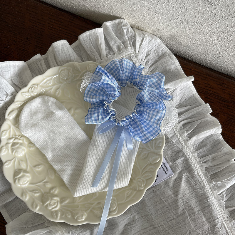 Blue Checkered White Socks