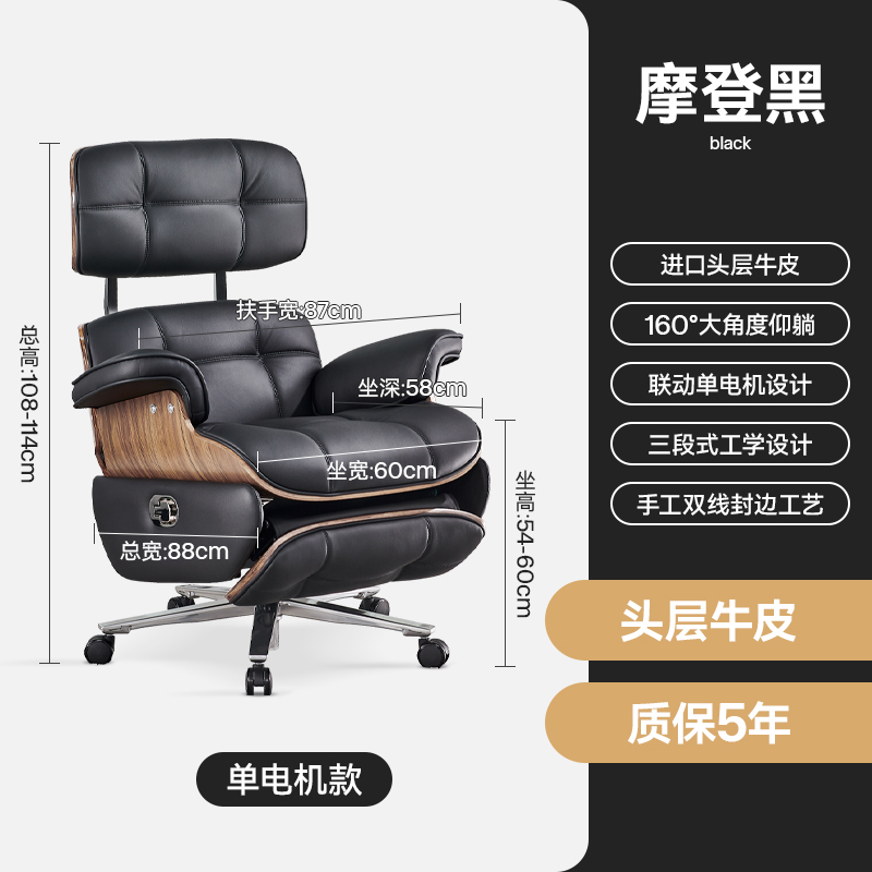 Modern Black Imported Thickened First Layer Cowhide[Single Motor Electric Model]In Stock