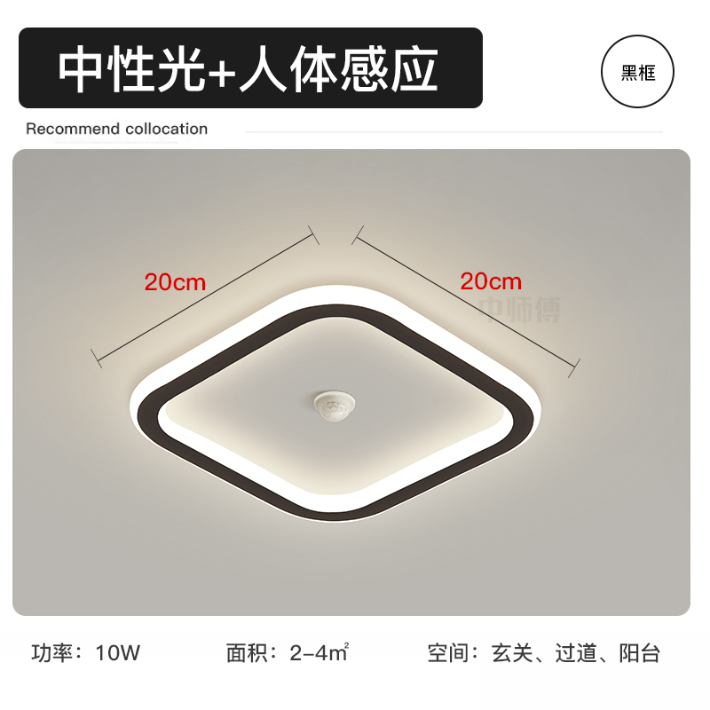 Square Model-20*20Cm-Neutral Light (Natural Light)-Black Frame