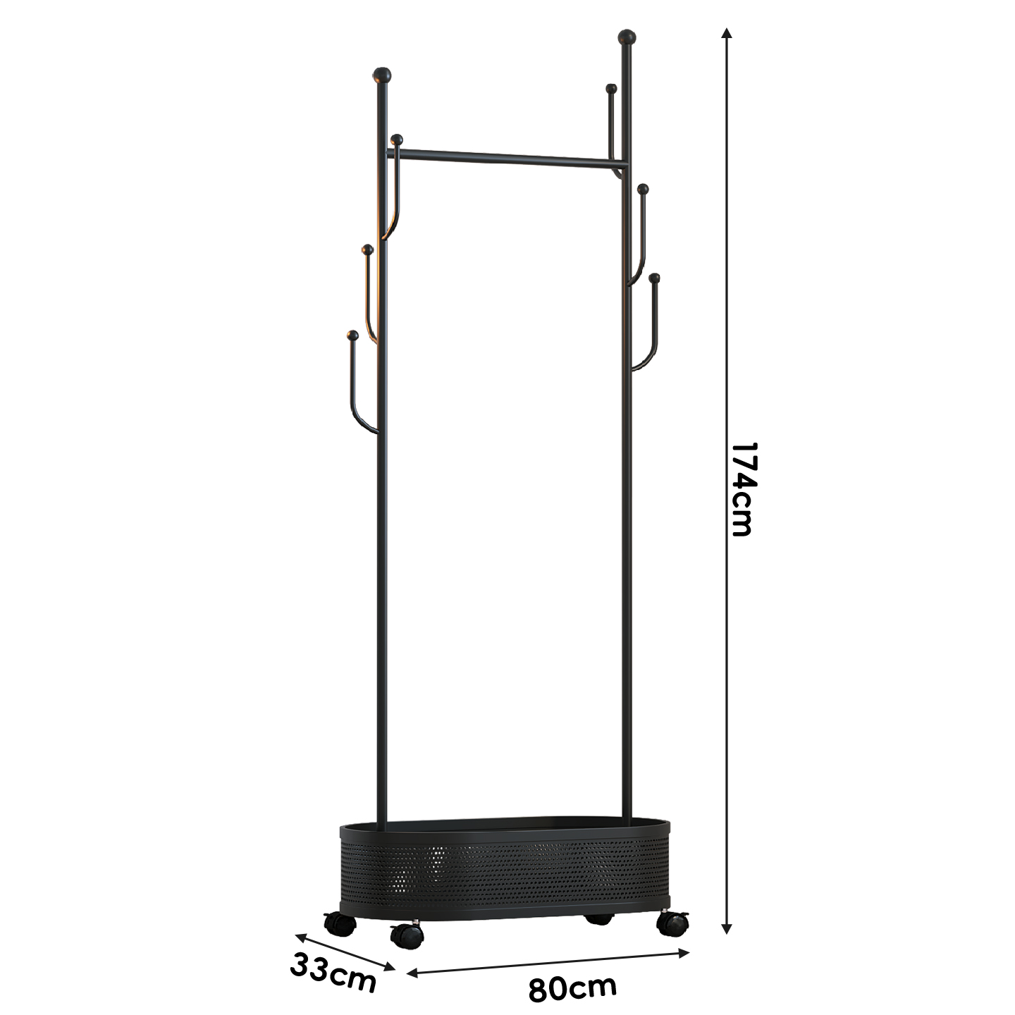 Storage Coat Rack 80cm (Elegant Black)