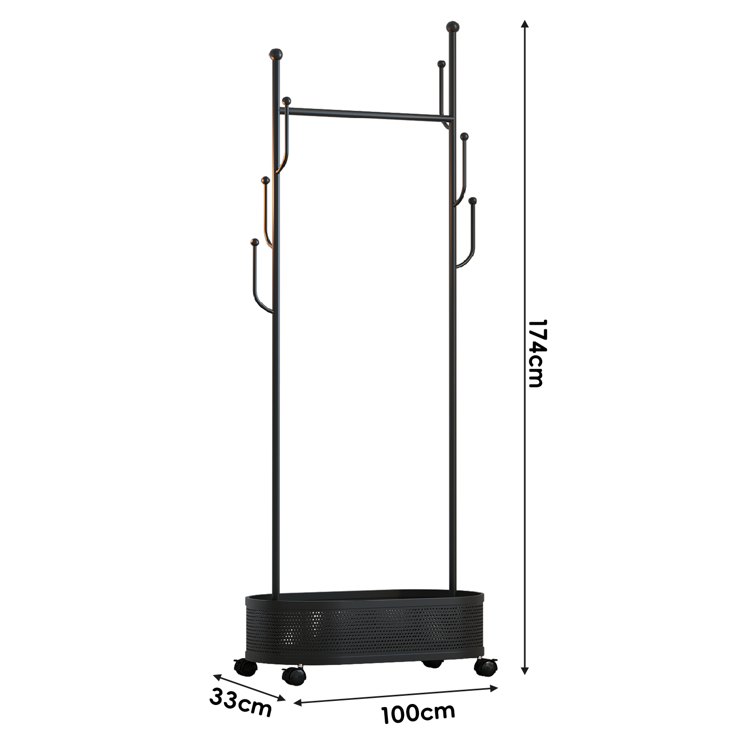 Storage Coat Rack 100cm (Elegant Black)