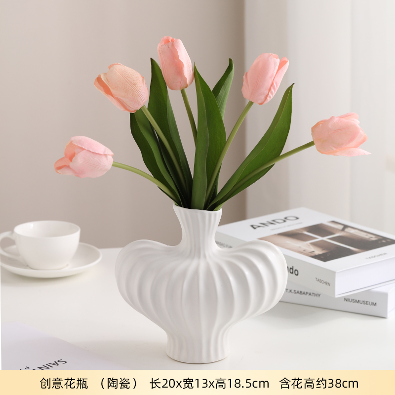 white Shrug-Frosted Belly Niling Vase &amp; Feel Tulip Powder * 5