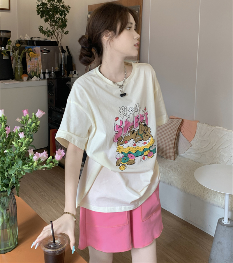 Apricot Top + Pink Shorts