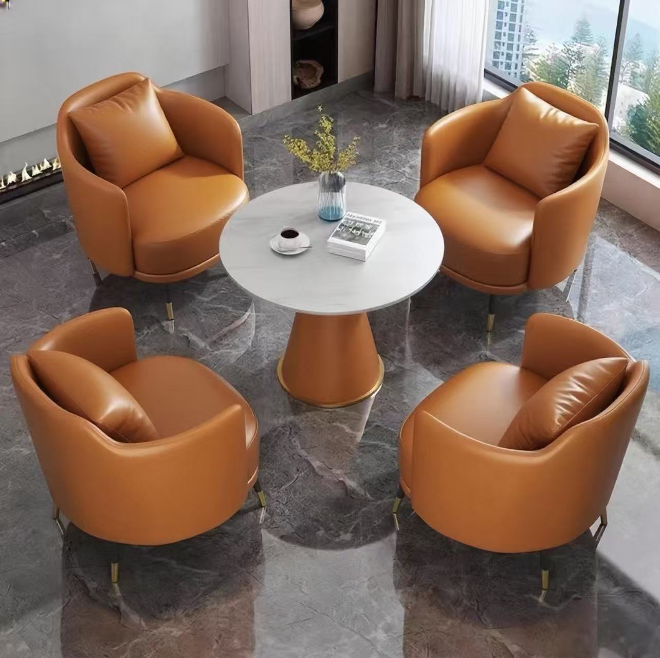 One Table and Four Chairs Orange [Five-Year Warranty]
