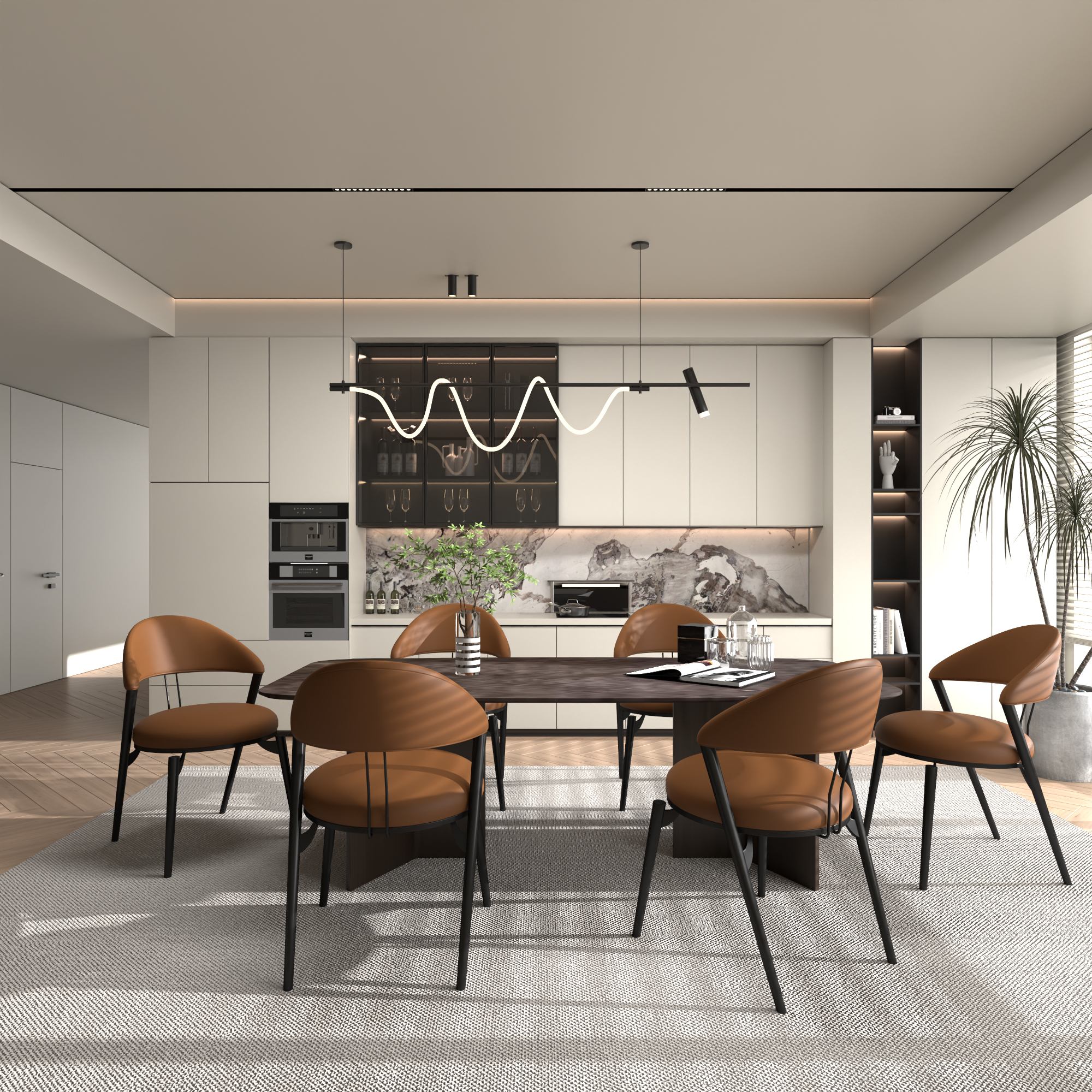 Super Crystal - Rectangular Table + 6 Brown Chairs Tube Wall Thickness 1.2★★