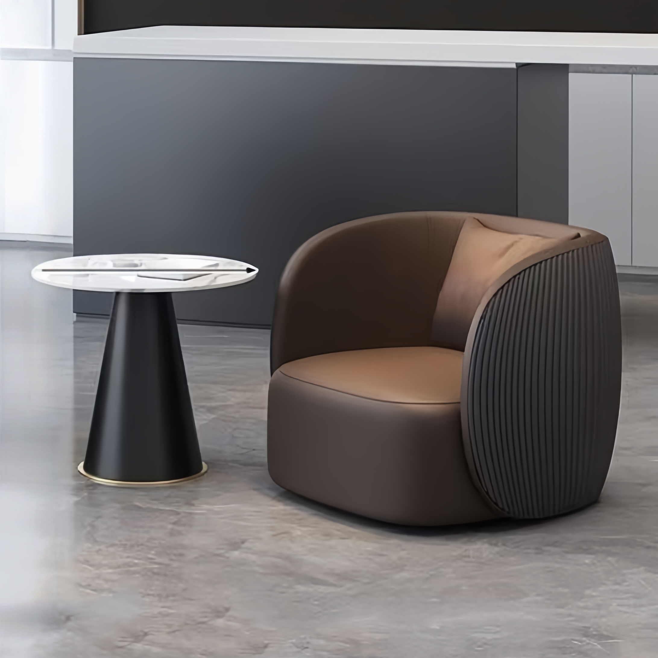 One Table and One Chair [Brown + Black]