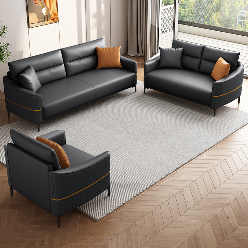 Single Seat + Double Seat + Three-Person Dark Gray Combination[Thickened and Wear-Resistant Western Leather]