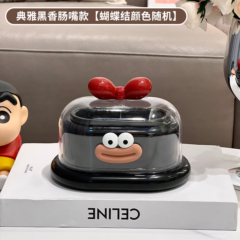 Elegant Black-Sausage Mouth Style[Bow Color Random]