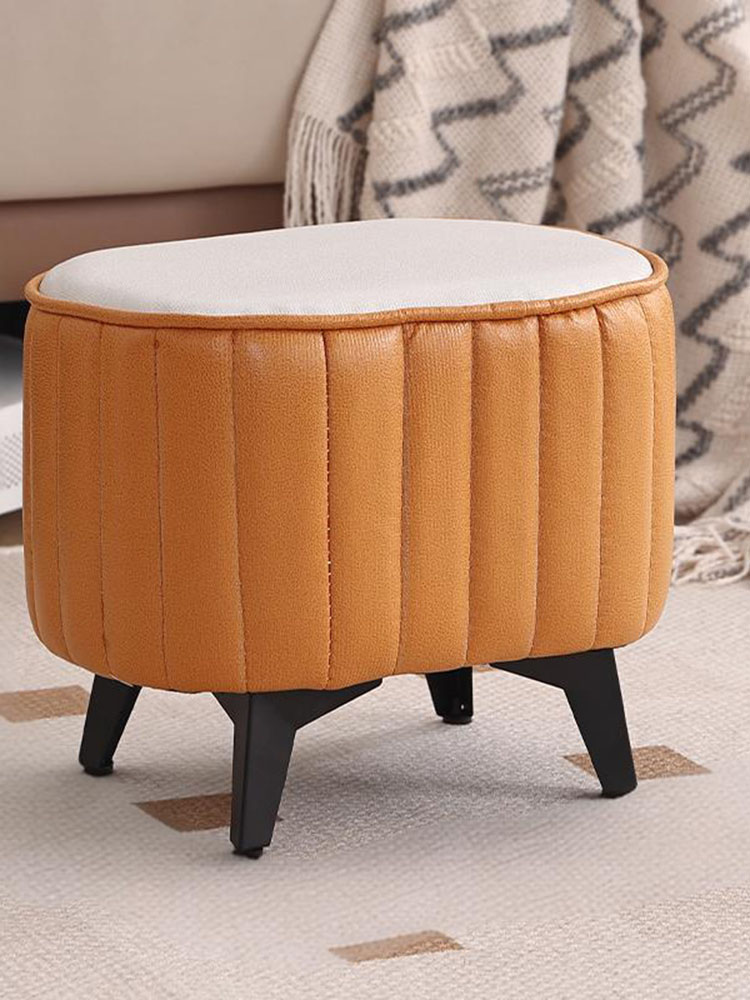 Oval Stool Orange and White